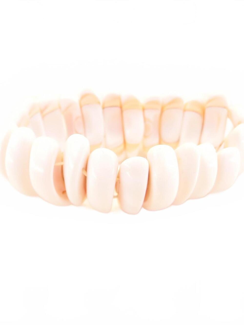 Pale Pink Crescent Sea Shell Conch Bracelet Stretchy Jewelry